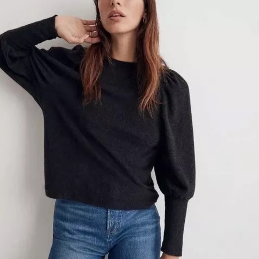 Madewell brushed puff sleeve top dark gray
